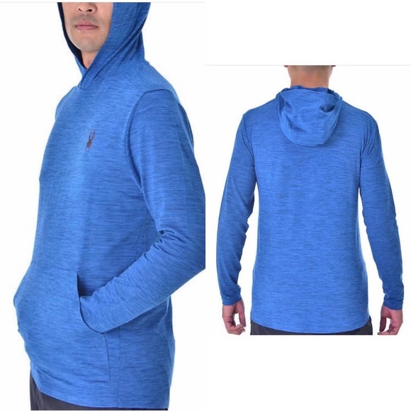SPYDER Pullover Hooded Jacket Men’s sz. LARGE Blue 2 Front‎ Pockets Performance - Picture 1 of 10